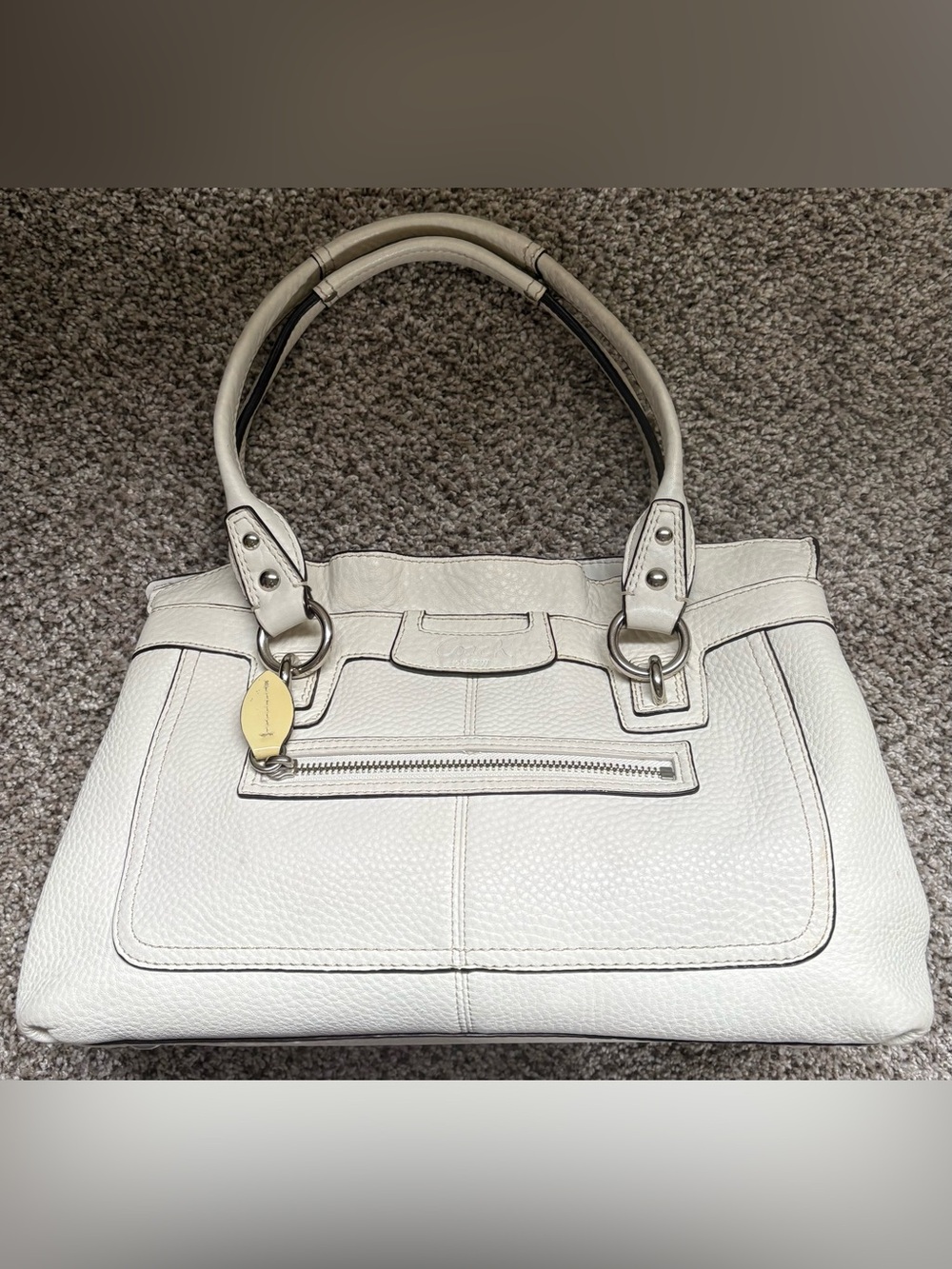 Coach Penelope White Ivory Pebble Leather Handbag purse